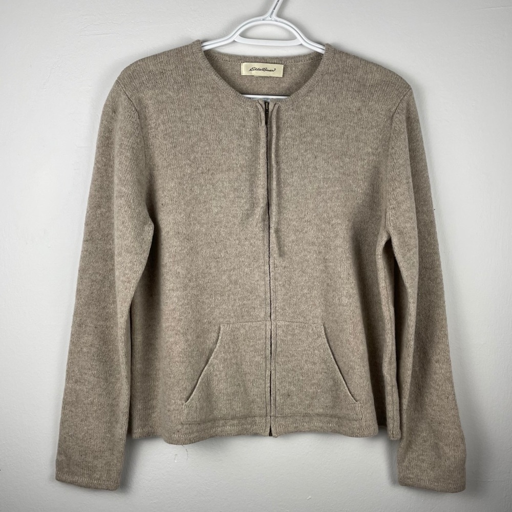Eddie Bauer Tan Surwool Zip Up Cardigan Outerwear
